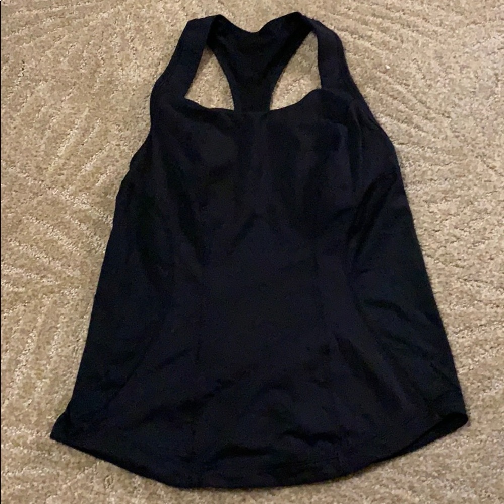 Lululemon black tank top with built in bra size 8